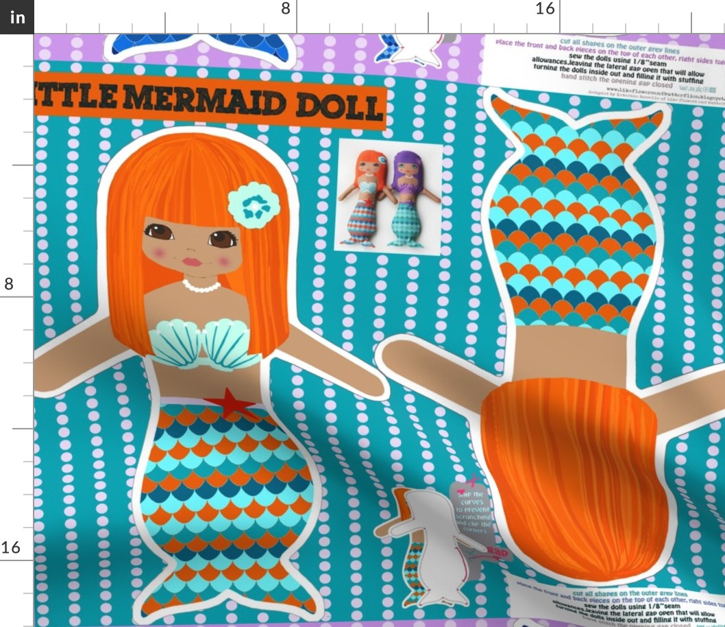 rag dolls: mermaids - cut and sew pattern template