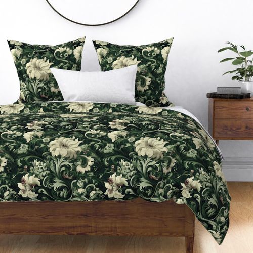 Living Bloom Maximalist Victorian - Black Green White Fabric & Decor