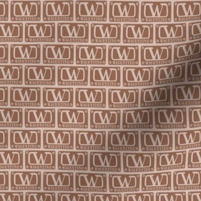 Wagentino - Designer Dog Logo - Brown on Tan - 1 inch - small