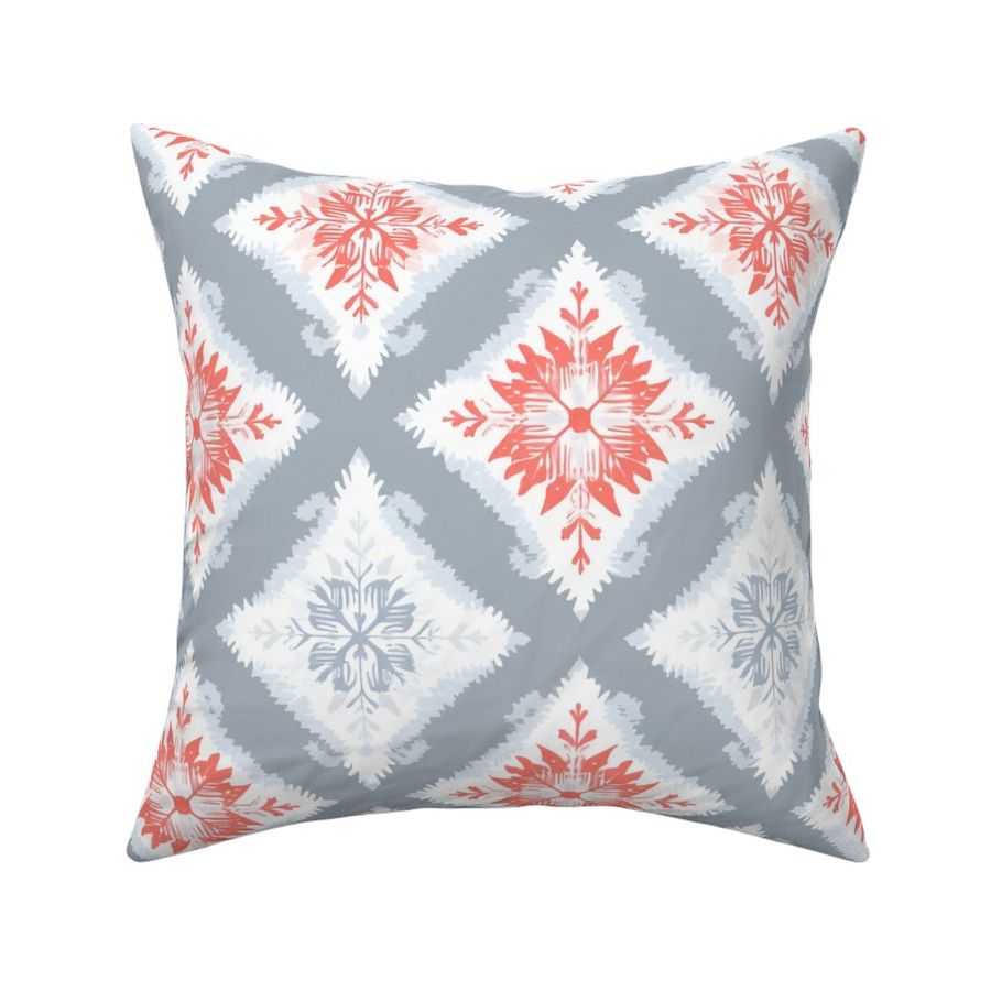 Snowflakes in Diamonds on Gray - large