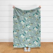 hummingbird haven garden botanical birds butterflies large grey gray green