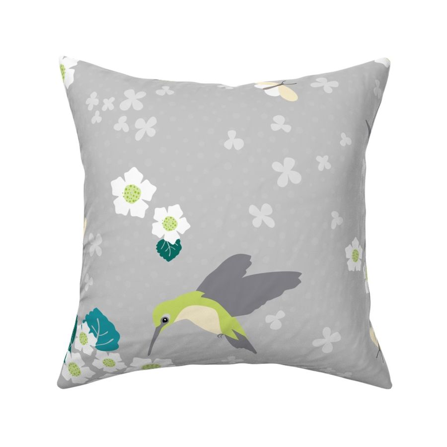 hummingbird haven garden botanical birds butterflies large light grey gray