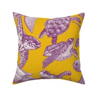 sea turtles purple yellow large