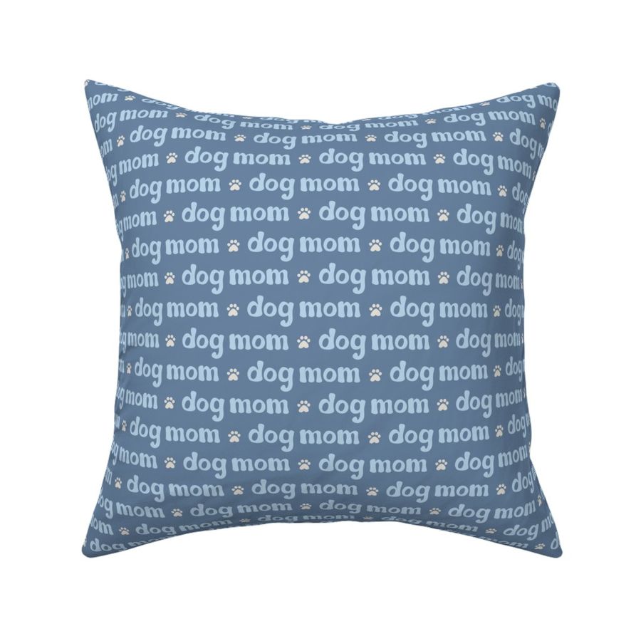 Dog Mom Words - Dog Mom Paw Prints Hand Lettered - Blue