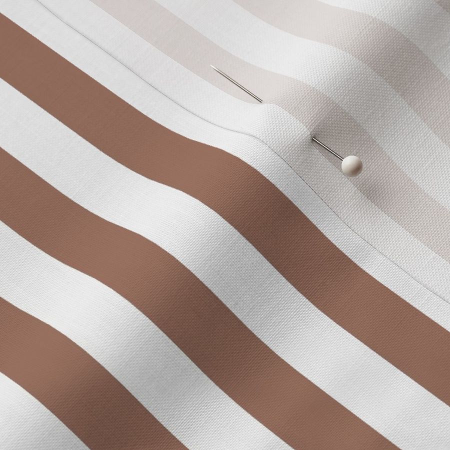 Half Inch Mocha Mousse and White Vertical Stripes