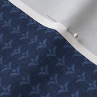 Stylized floral stripe with linen texture - SMALL - navy blue