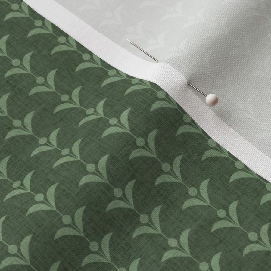 Stylized floral stripe with linen texture - SMALL - hazel green