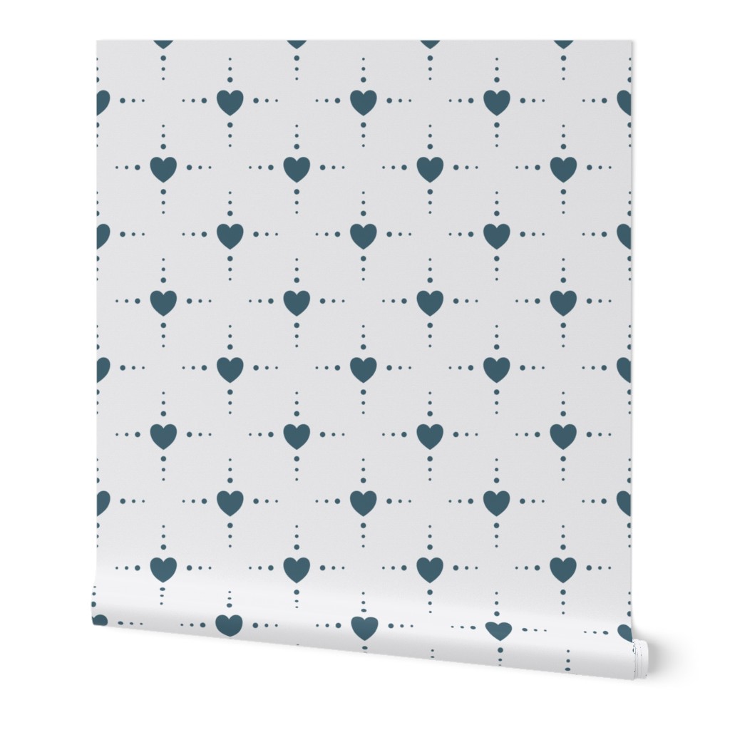 Timeless Classic Love Heart Splash With Polkadots Spots - Gray Tapestry