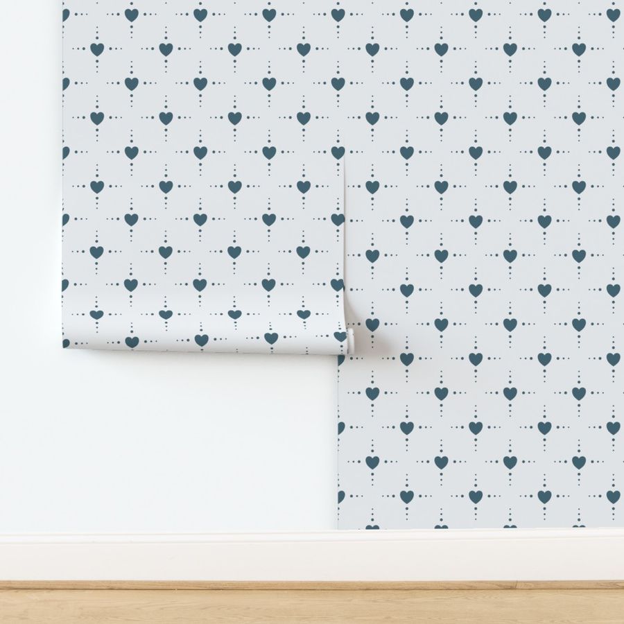 Timeless Classic Love Heart Splash With Polkadots Spots - Gray Tapestry