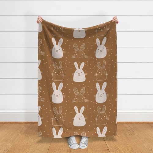 LARGE Modern Minimal Boho Orange Brown Easter Bunny Rabbit Dot Pattern Kids