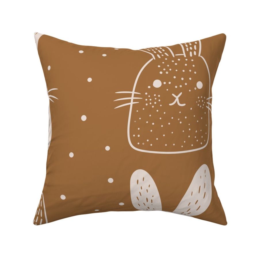 LARGE Modern Minimal Boho Orange Brown Easter Bunny Rabbit Dot Pattern Kids