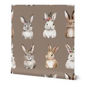 LARGE Watercolor Bunny Rabbit Modern Simple Pattern Boho Neutral Earth Tone