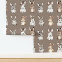 LARGE Watercolor Bunny Rabbit Modern Simple Pattern Boho Neutral Earth Tone