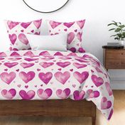 LARGE Valentine's Day Watercolor Magenta Hearts Trendy Romantic Pattern