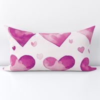 LARGE Valentine's Day Watercolor Magenta Hearts Trendy Romantic Pattern