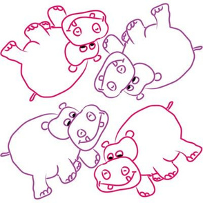 Pink and Purple Hippos