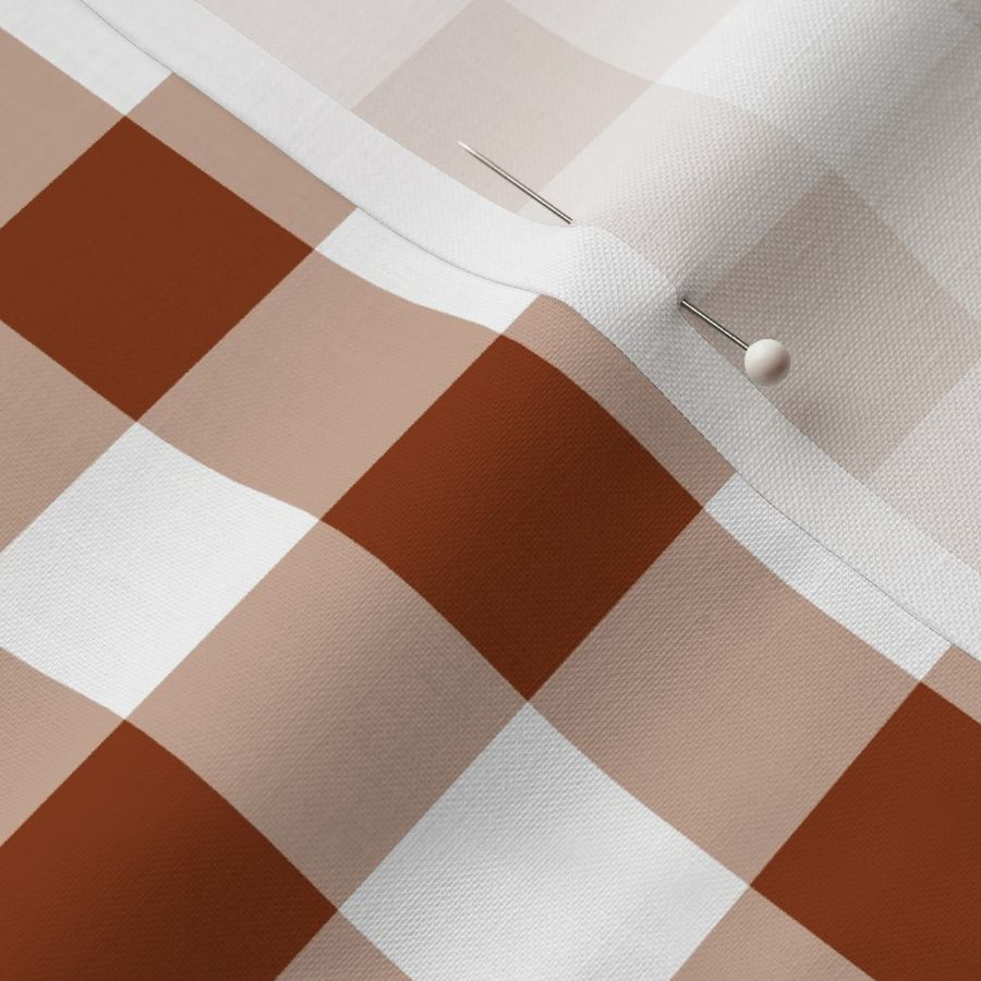 One Inch Mud Cloth Brown and White Gingham Check