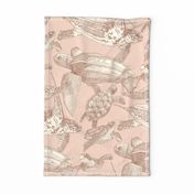 sea turtles mocha mousse cream tan tea towel