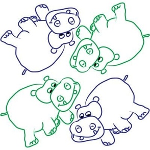 Blue and Green Hippos