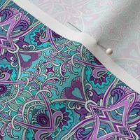 Aqua and Purple Heart, Scallop, and Paisley Waltz 