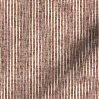 Sketchy White Narrow Stripes On Mocha Mousse Woven Texture