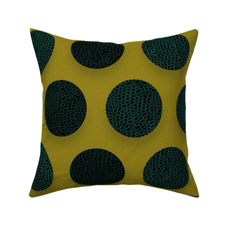 Sherwood Green and Black Reptilian Polka Dots on a Hazel Colored Background