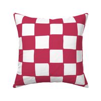 Whimsical Wobbly Checkerboard -1 in- Deep Raspberry Hot Pink & White Checks