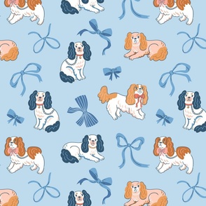 Coquette spaniels and blue bows