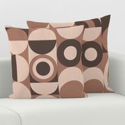 Large Scale Bauhaus Midmod Geo Circles & Rainbows Mocha Mousse Cafe au Lait