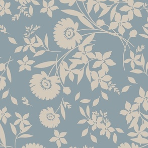 Tossed Florals - Denim Blue