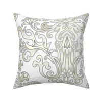 Damask Style Paisley Grey Pattern White Seamless Floral Pattern-521