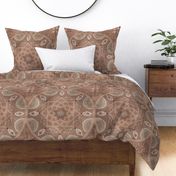 Large - Boho Mandala Denim Texture mocha mousse - eclectic decor