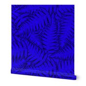 Bright Statement Fern Leaves Royal Blue Black