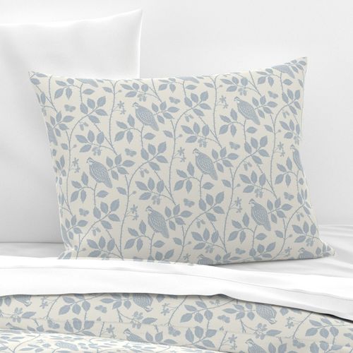 (med) Quail & Bramble Chinoiserie - Moonlight & Ivory - Farmhouse Floral