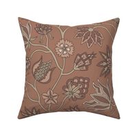 Indian Trailing Floral desing in Mocha Mousse med 12 x 18 inch repeat