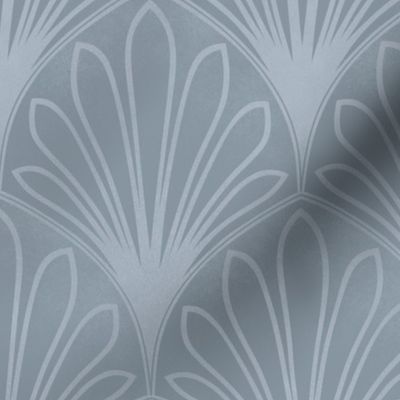 Art Deco fans in soft gray blue - Timeless geometric - Medium scale