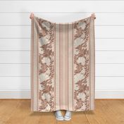 Floral Folk Art Stripe - Mocha Mousse - Large Scale