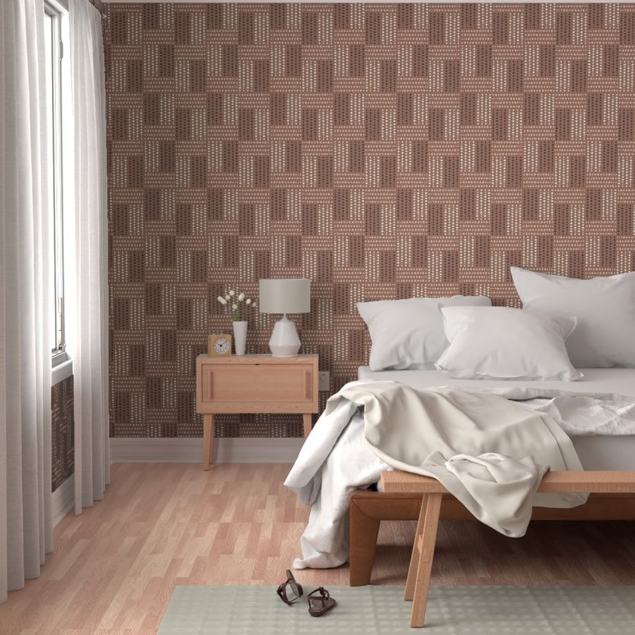 Modern geometric abstract dotted grid - mocha mousse brown