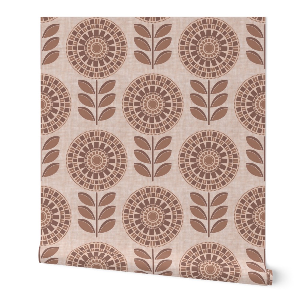 Mocha mosaic retro floral