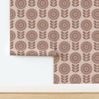 Mocha mosaic retro floral