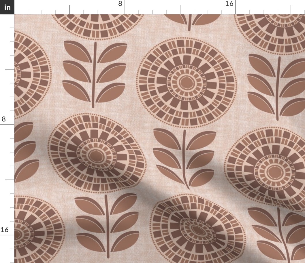 Mocha mosaic retro floral