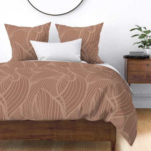 Bold Elegant Abstract Line Art- Mocha Mousse and Sirocco- Large