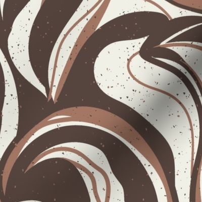 Abstract Textured Rustic Botanic Linocut Waves Mocha Mousse Coffee24 in L