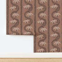 Elegant Floral Stripes in Mocha Mousse Brown