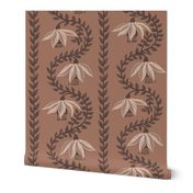 Elegant Floral Stripes in Mocha Mousse Brown