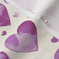 SMALL Valentine's Day Watercolor Purple Hearts Trendy Romantic Pattern