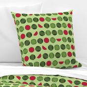 Seamless Pattern With Geometric Watermelons On Light Green Background