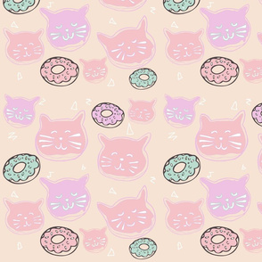 fabric: cat doughnuts - pastel (smaller scale) 