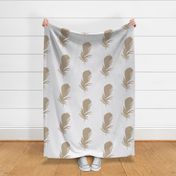 Feathered Serenity - Cream Tan Feathers on Cannoli Cream bg - large