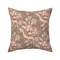 Elegant Anemone Floral in Mocha Mouse and Cream Tan on Chanterelle